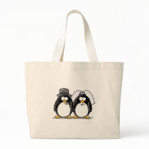 Bride and Groom Penguins Canvas Bag