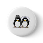 Bride and Groom Penguins Pinback Buttons