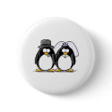 Bride and Groom Penguins buttons