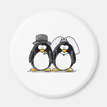 Bride and Groom Penguins Magnets