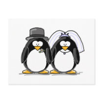 Bride and Groom Penguins Postcards