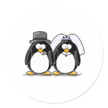 Bride and Groom Penguins Sticker