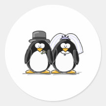Bride and Groom Penguins Sticker