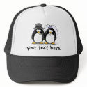 Bride and Groom Penguins with personalised text hats