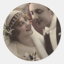 Bride and Groom Round Sticker