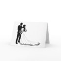 Bride and groom silhouette cards