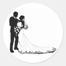 Bride and groom silhouette sticker