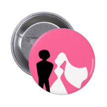 Bride and Groom Silhouette Wedding Pin