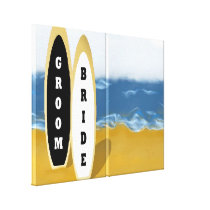 Bride and Groom Surf Boards Wrapped Canvas Art Stretched Canvas Prints