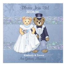Bride and Groom Teddy Bear Wedding Personalised Announcement
