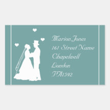 Bride and Groom Wedding Address Label Rectangular Stickers