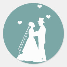 Bride and Groom Wedding Round Sticker