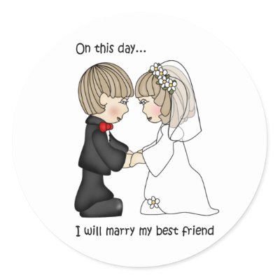 Wedding Stickers on Wedding Stickers With A Cute Bride And Groom  And The Saying  On This