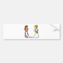 Bride and Maid of Honour Cartoon Bumper Sticker