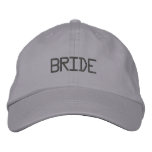 Bride cap in  cool grayt with dark grey font embroidered hats