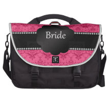 Bride gifts pink damask laptop bags