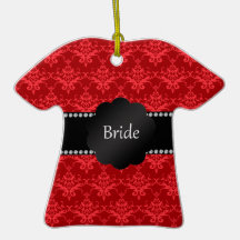 Bride gifts red damask ornament