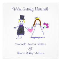 Bride & Groom Holding Heart Personalized Invites