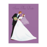 Bride & Groom Kiss Save The Date postcards