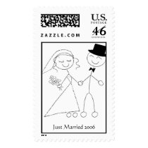 Bride & Groom Stick Figure Postage postage