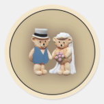 Bride & Groom Teddy Bears Round Sticker