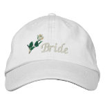 Bride Hat, Embroidered White Rose embroidered hats