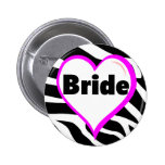 Bride (Heart Zebra Stripes) Pinback Button