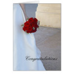 Bride holding bouquet, Congratulations card