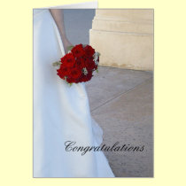 Bride holding bouquet, Congratulations card cards