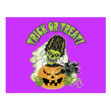 Bride of Frankenstein Skull Postcard