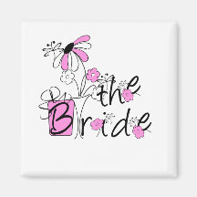 Bride Pink and Black Flowers Tshirts and Gifts Refrigerator Magnets