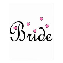 Bride Pink Hearts Post Cards