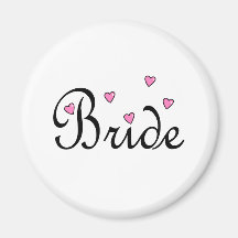 Bride Pink Hearts Refrigerator Magnet