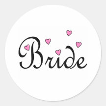 Bride Pink Hearts Stickers