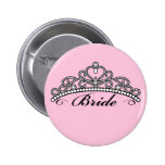 Bride Tiara Button (pink background)
