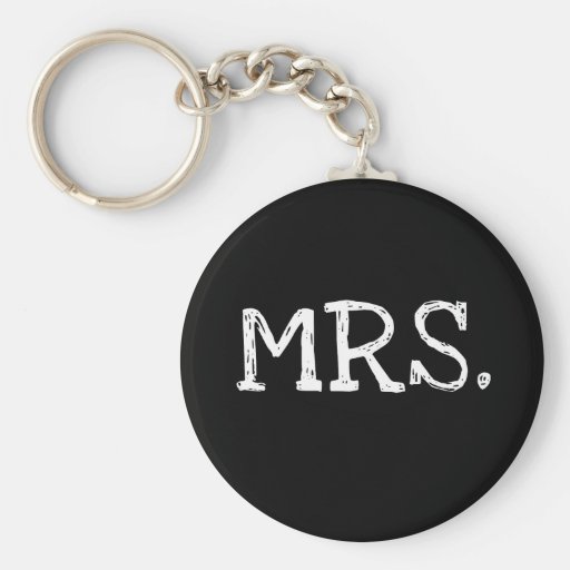 Bride White Text Mrs. Key Chain