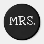 Bride White Text Mrs. Magnets