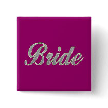 Bride with bling pinback buttons
