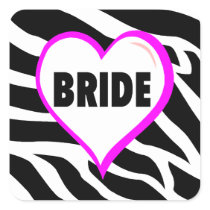 Bride (Zebra Stripes) Round Sticker