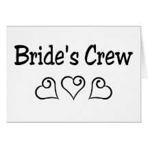 Brides Crew Black Hearts Greeting Card