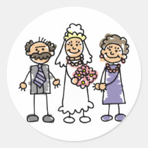 Brides Parents Wedding Day Before Ceremony Round Sticker