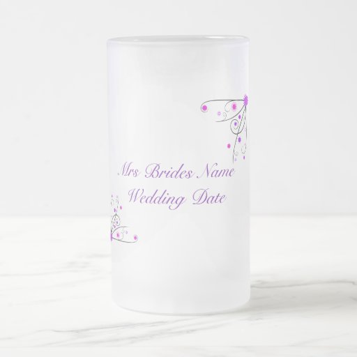 Brides Wedding Glass - Purple & Pink Flower Swirl Coffee Mug