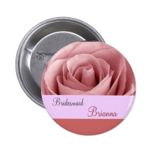 BRIDESMAID Button with PINK Rose