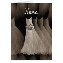 BRIDESMAID Custom Name - TAUPE Dresses Cards