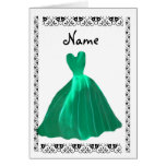 BRIDESMAID Invitation - COOL GREEN Leaf Gown Card