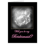 Bridesmaid Invitation - Customisable -White Rose Greeting Cards