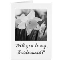 bridesmaid invitation daffodil black & white greeting cards
