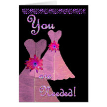 BRIDESMAID  Invitation PINK Gown Card
