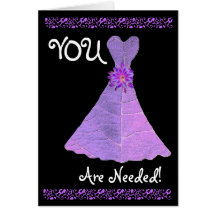 BRIDESMAID Invitation PURPLE Gown Card