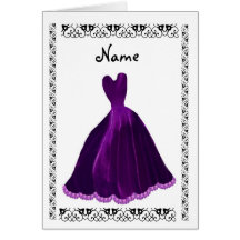 BRIDESMAID Invitation - PURPLE Velvet Gown Cards